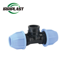 Fittings PP Compression Fitting TEE 90 Degree Female Tee Agricultural PE Water Supply DIN Standard Equal PN16 Round ISO9001 CE